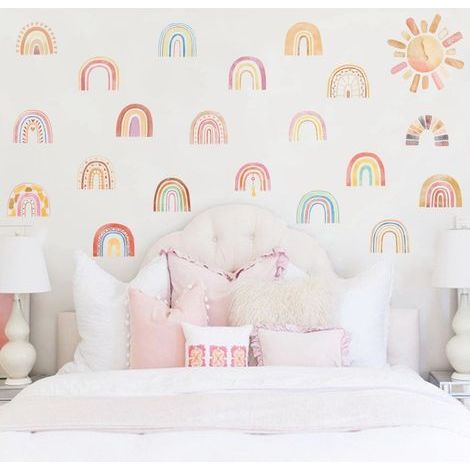 Sticker mural arc-en-ciel soleil,décoration murale pour salon chambre bureau (1/5)