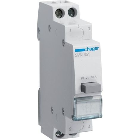 Hager SVN351 bouton poussoir 16A pour tableau électrique (1/2)