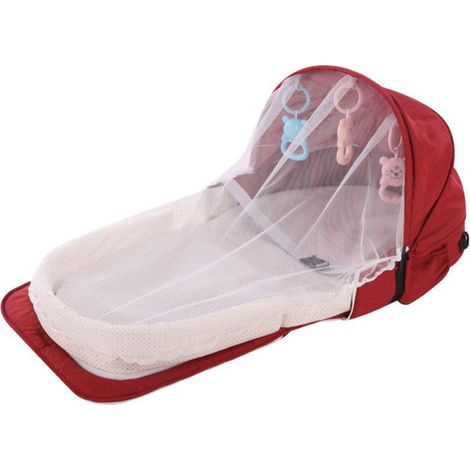 Berceau portable en coton doux, pliable et de voyage, avec moustiquaire (1/4)