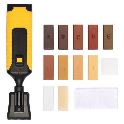 Kit de réparation de stratifié, kit de réparation de parquet en bois 11 pièces, outil de fusion de mise à niveau, 11 couleurs, cire dure pour mastic à bois, sols en vinyle, plan de travail de (1/5)