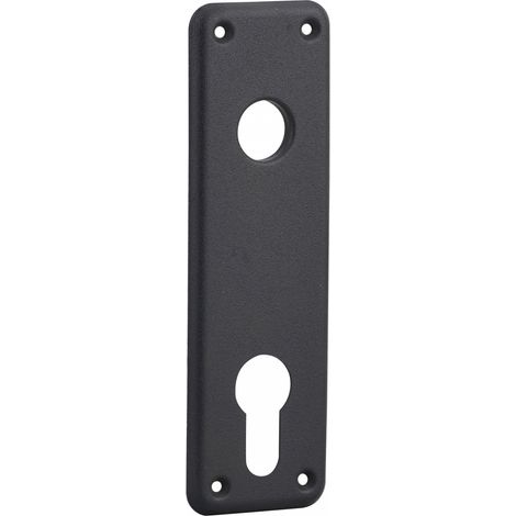 Thirard – Plaque d'entrée pour serrure encastrable – Trou de cylindre 70mm – Finition zingué noir – Usage porte d'entrée