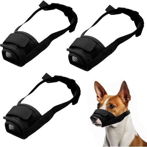 3 Pcs Small Dog Muzzle for Small Dogs, Breathable Mesh Soft Muzzles for Dogs Chihuahua Puppy Muzzle, Adjustable Dog Mouth Guard for Biting Chewing Grooming Barking(S, Black)