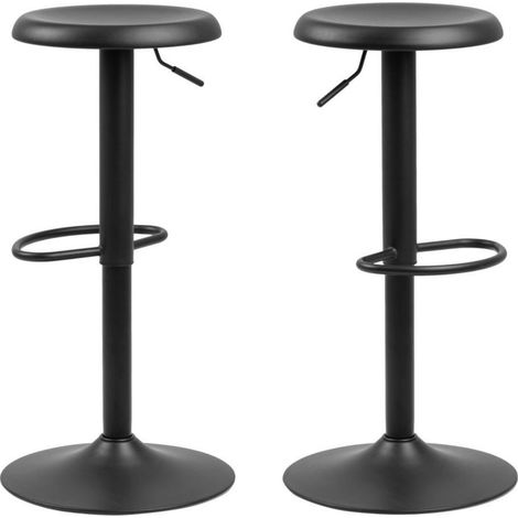 Tabourets de bar réglables et pivotants noirs (lot de 2) - MARCUS (1/5)