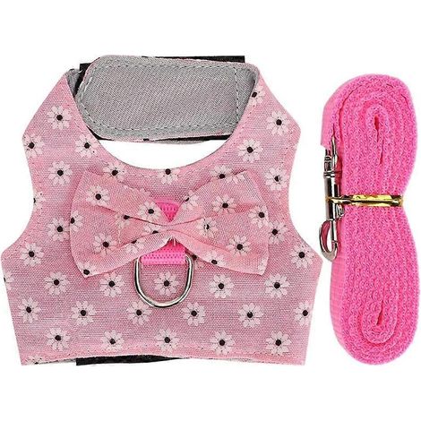 Lapin gilet extérieur petit animal, promenade mignon gilet avec nœud papillon, taille ajustable L-rose (1/4)