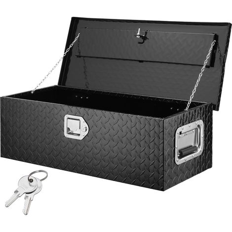 VEVOR Caja de herramientas de aluminio para camión, 76,2 x 33 x 24,4 cm caja volcadora con cerradura con llaves y asas laterales para almacenamiento de contenedores de basura de coche, caravana, Negro