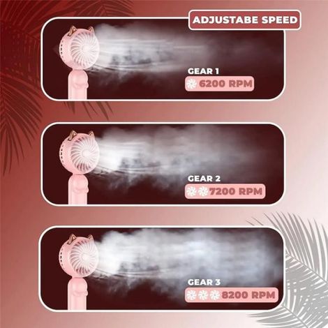 Mini Ventilateur - Batterie Lithium 14500 - 3 Vitesses - Pliable - Rose - 7x4.5x14.5 cm - 1 Pièce (1/4)
