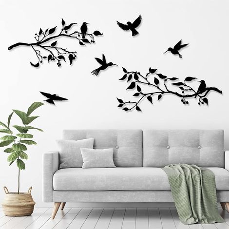 Feuilles – Décoration murale de plein air en métal à suspendre Oiseaux sur La Branche Oiseau Art (1/5)
