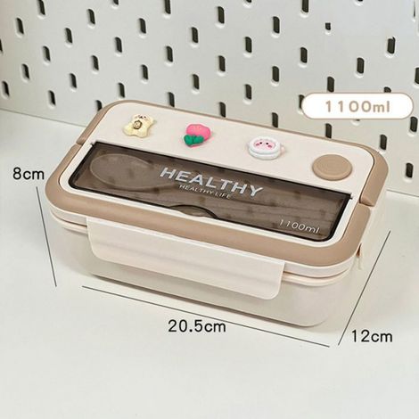Boîte À Lunch - 1100 ml - Compartimenté - Micro-ondes - PP - Pour École Pique-nique Bureau Extérieur - 1 Pièce (1/4)