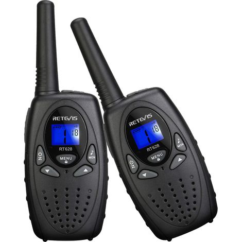 RT628 Talkie-walkie pour enfants, talkie-walkie, verrouillage à clé, voix en cristal VOX, facile à utiliser, cadeaux d'anniversaire pour garçons filles, jouets d'extérieur pour enfants (noir, paquet d (1/5)