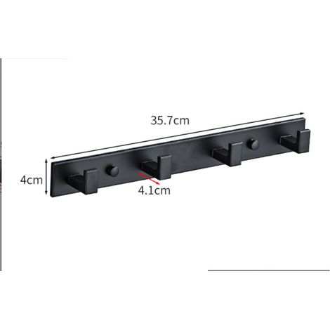 Ganci appendiabiti, barra con 4/5/6 ganci in acciaio inox, ganci appendiabiti, attaccapanni a parete, ganci multiuso per bagni, cucine, corridoi e camere da letto, interni/esterni, nero (4 ganci)
