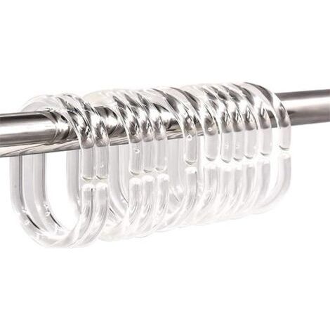12 Pack Clear Plastic Curtain Rings, C Type Shower Curtain Rings, Bathroom Curtain Hanging Rings (1/5)