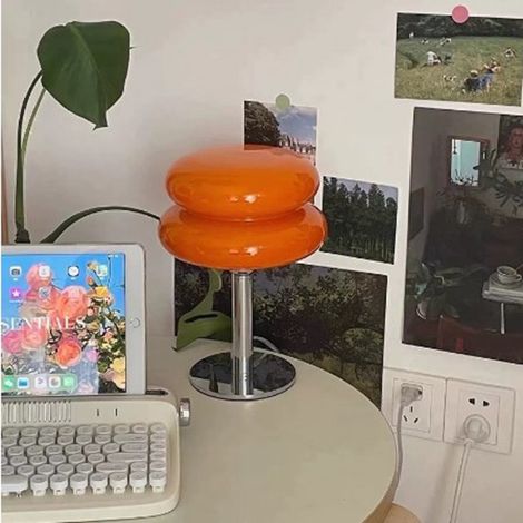 Eierkuchen-Tischlampe für Mädchen, energiesparend, sanftes Licht, niedliche Glas-Tischlampe, USB-Schreibtischlampe fürs Studentenwohnheim, mit USB-Schalter in Orange (1/5)