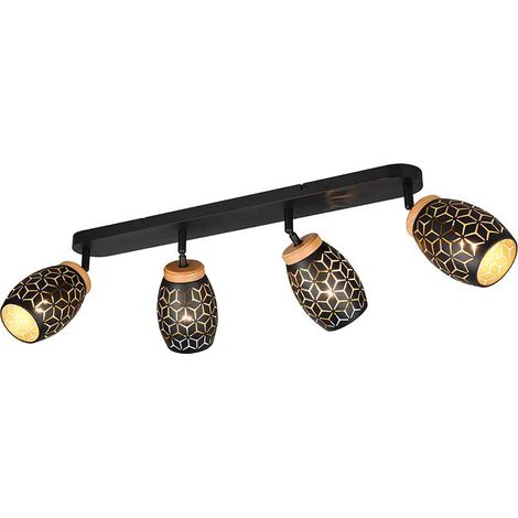 Deckenleuchte Wohnzimmerlampe Flurleuchte Schwarz-Gold Metall E14 4-flammig B 74 cm