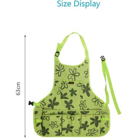 Tablier de jardinage pour femme Ulisem avec outils (gants), tissu Oxford 600D, imperméable avec 14 poches pour peintre, chef, coiffeur, vert (1/4)