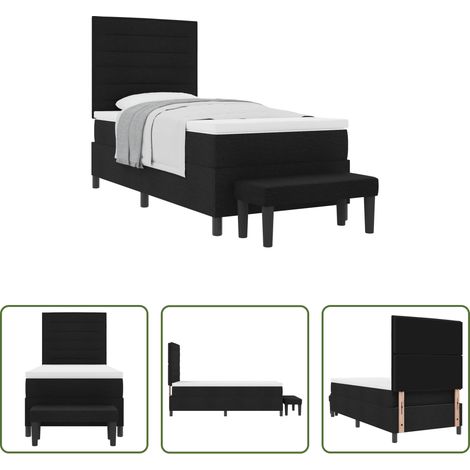 vidaXL Schlafzimmer -  Boxspringbett mit Matratze Schwarz 90 x 190 cm Stoff (1/5)