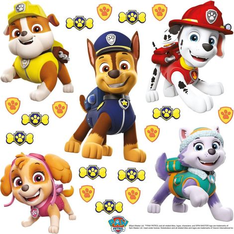 Minis stickers Pat'Patrouille – personnages Marcus, Stella, Ruben, Chase et Everest – dimensions 30 cm x 30 cm – PVC auto-collant repositionnable – Ag Art