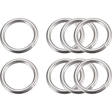 8pcs - Anneau Torique - Acier Inoxydable - Soudé Poli Résistant Corrosion - Suspension Plante Décoration Bagage - Argent - 40x3mm (1/5)