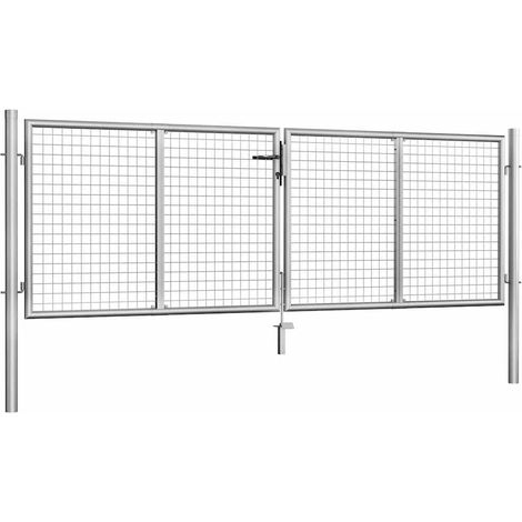 Maison Exclusive - Cancello da Giardino in Acciaio Zincato 306x75 cm Argento (1/5)