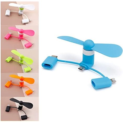 Mini ventilateur de téléphone portable 3 en 1 compatible avec iPhone, compatible avec smartphone Android, accessoires d'été (6 paquets) (1/4)