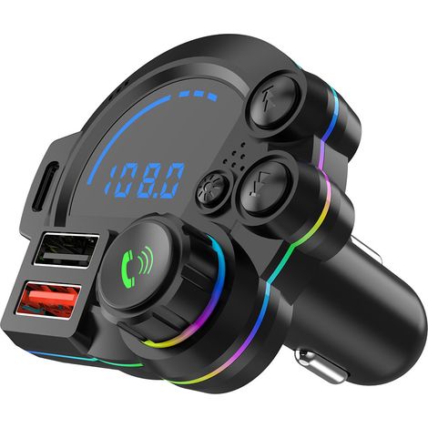 P22 Nouveau kit mains libres Bluetooth MP3 pour voiture avec transmetteur FM, charge rapide double QC3.0 + PD 20 W – Livré dans une boîte couleur (1/3)