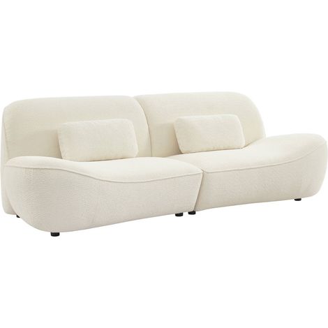 sweeek - 3-Sitzer Sofa mit cremeweißem Bouclébezug