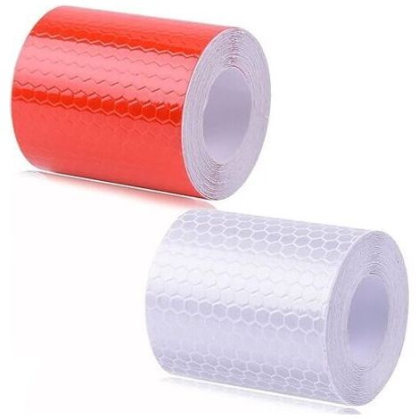2 Rouleaux Ruban réfléchissant, Bande Reflechissante Autocollante, Rouge et Argent, Reflective Tape pour Voiture/Moto/vélo/Nuit (5 mm x 1 m) (1/4)