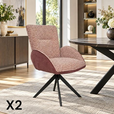 Fauteuil de table pivotant prune, bi-matière (lot de 2) AGADE (1/5)