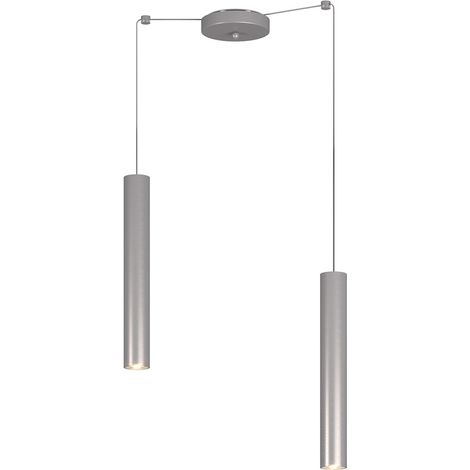 Lampadario Industrial-Minimal Xeana Metallo Grigio 2 Luci Gu10