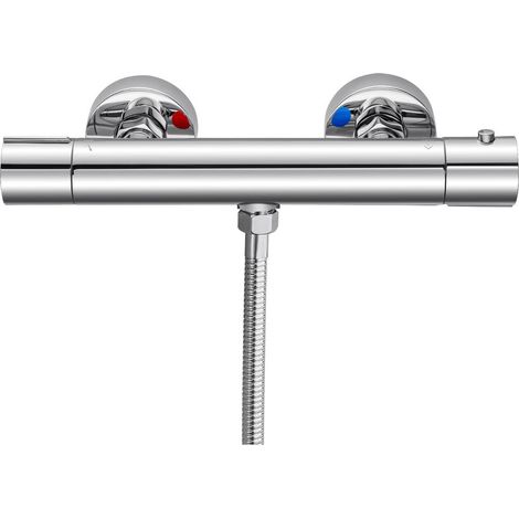 Auralum Max Duscharmatur mit Thermostat, Mischbatterie Dusche, Duschthermostat Aufputz Thermostat mit 38°C Sicherheitstaste, Duscharmaturen Brausethermostat für Dusche, Armatur Dusche Chrom (1/5)