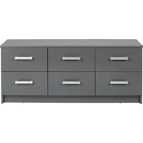 ZEINE - Commode 6 Tiroirs Coloris Gris Graphite (1/5)