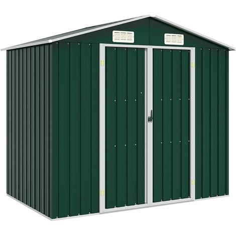 vidaXL Gerätehaus Grün 205x129x183 cm Verzinkter Stahl