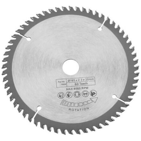 Lame de scie circulaire 165mm 60 dents Pour bois dur et métaux Hardalloy Diamètre d'alésage 20mm Coupe nette et précise (1/5)