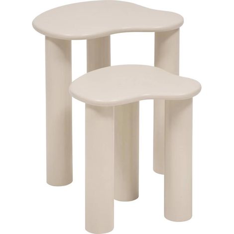 Lot de 2 Tables d'Appoint Gigognes "Olao" 50cm Ivoire (1/5)