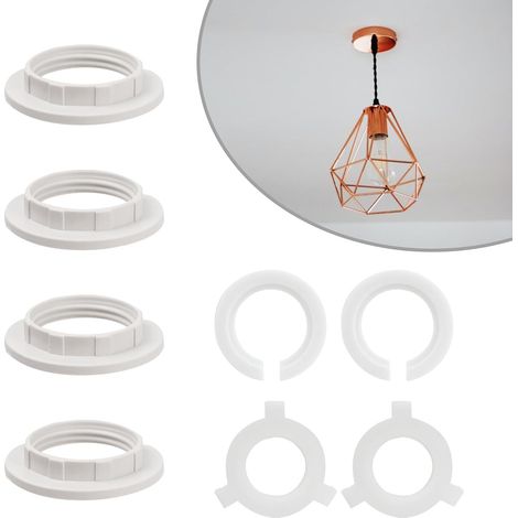 8 Adaptateur E27 Vers E14, Réducteur Abat-Jour Plastique, Anneau Rondelle Pour Lampe Chevet, Lampadaire