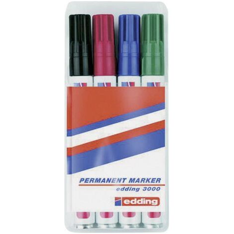Edding 3000 4-3000-4-1999 Marqueur permanent noir, rouge, bleu, vert résiste à l'eau: oui (1/3)