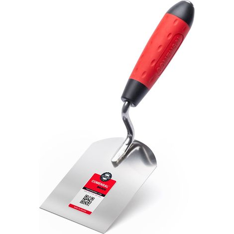 COMENSAL® Cazzuola a punta quadra 80mm - Cazzuola in Acciaio Inox - Cazzuola da muratore - Cazzuola in Acciaio Inossidabile - Cazzuola con manico in gomma - Spatola per Stucco - Made in EU (1/4)