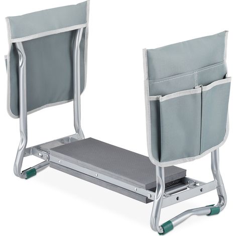 Panca da giardino pieghevole ergonomica 80 x 30 x 16 cm con cuscino imbottito in metallo verde 130011883