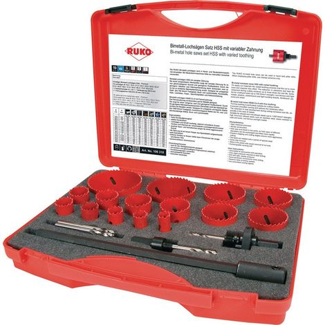 Jeu de scies cloches 19 pièces 16 - 83 mm prof. coupe 38 mm HSS-bi-métal RUKO