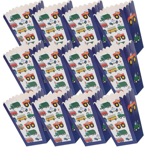 96 boîtes à popcorn en papier sur le thème des camions de chantier - Portables et pratiques (1/5)