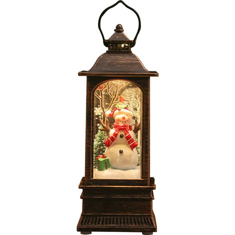 Lanterne Boule à Neige de Noël - Figurine Père Noël et Enfant - Lumière LED Chaude - Décoration Intérieure Festive - 1 Pièce (1/5)