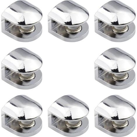 Lot de 8 supports d'étagères en verre réglables en alliage de zinc Convient pour le verre de 8 à 10 mm d'épaisseur-Crezuo