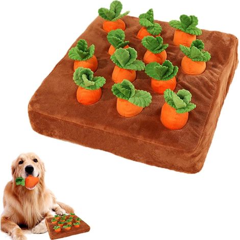 Carrot Farm Dog Toy - Non-Slip Toy with 12 Carrots - Enriching Pet Food Mat - For Scent Training - Relieves Stress (1/5)
