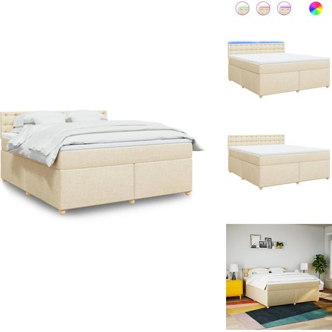 Sommier à lattes de lit avec matelas Crème 180x200 cm Tissu - Sommier À Lattes De Lit - Sommiers À Lattes De Lit - Lit - Meuble De Chambre À Coucher (1/5)