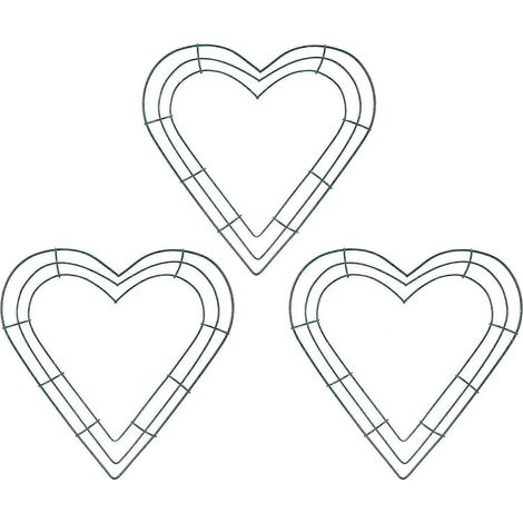 Lot de 3 couronnes en forme de cœur de 30 cm (12 pouces) avec cadre en fil de fer pour la maison (1/5)