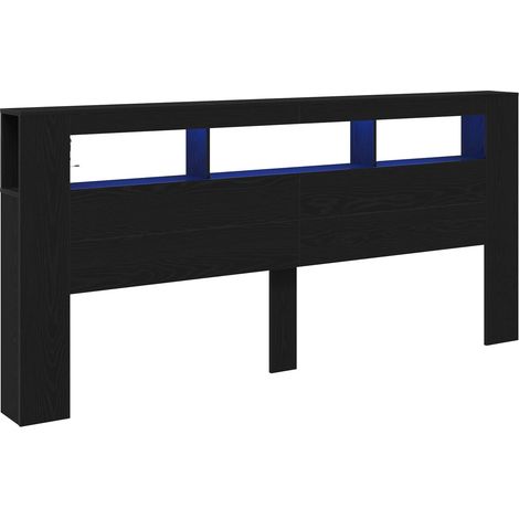 Maison Exclusive - Testiera LED con lo scaffale Rovere Nero 220 x 18,5 x 103,5 cm