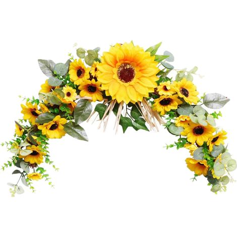 Guirlande Suspendue Tournesols Artificiels - 58 cm - Pour Décoration Extérieure Intérieure Porte Arche Fenêtre Cheminée - 1 Pièce (1/5)