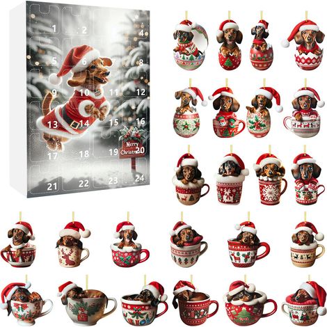 Calendrier de l'Avent 2026 Noël 24 Jours Décoration Sapin Teckel Cadeau Original (1/5)
