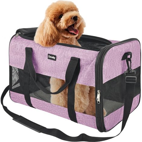 Sac de transport pour animaux de compagnie pliable, sac de voyage respirant pour chiens et chats, sac de transport confortable pour voiture et avion, pour petits animaux jusqu'à 7kg (1/5)
