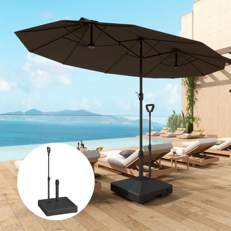 Pied de Parasol Mobile 55 kg à Remplir, avec Roulettes et Poignée, Noir