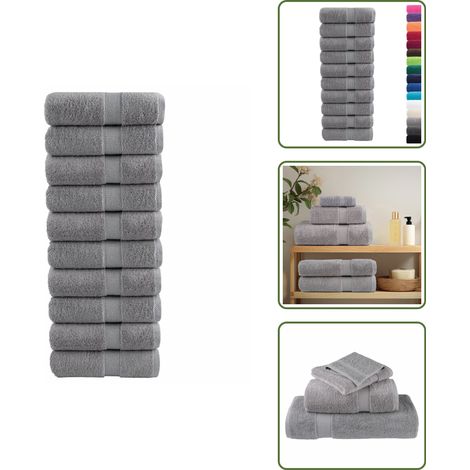 The Living Store Toallas de invitados SOLUND 10 uds gris 30x50 cm 600 gsm - Toallas de invitado